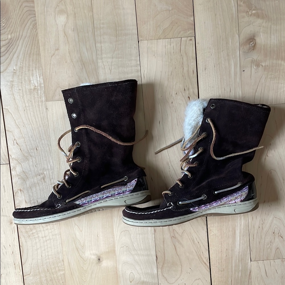 Sperry Brown and White Winter Boots with Insulation